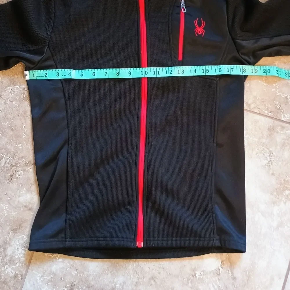 Boy's Spyder Black Red Full Zip Jacket Size Large 14/16